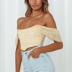 Hello Molly (Glamaker) Picnic Dance Yellow Floral Crop Top